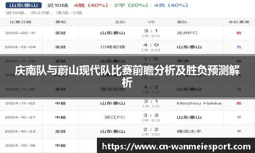 庆南队与蔚山现代队比赛前瞻分析及胜负预测解析
